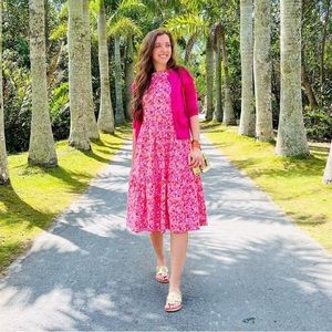 J. crew Factory Orange Pink Bright Dress